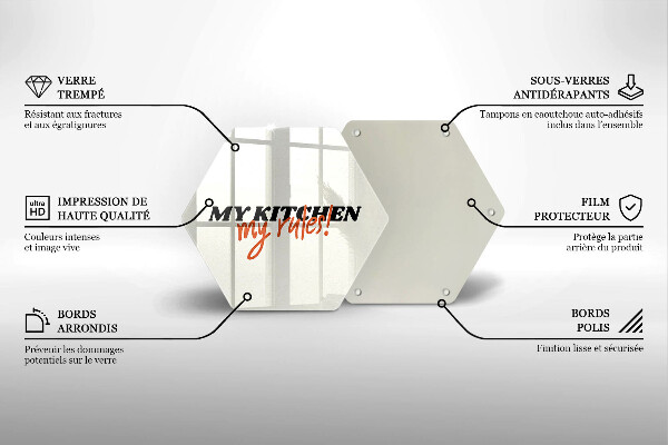 Tábua de cortar de vidro A inscrição Minha cozinha minhas regras