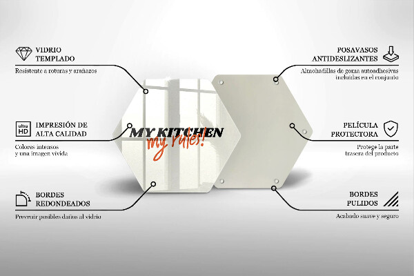 Tábua de cortar de vidro A inscrição Minha cozinha minhas regras