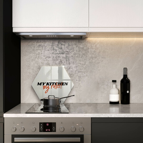 Tábua de cortar de vidro A inscrição Minha cozinha minhas regras