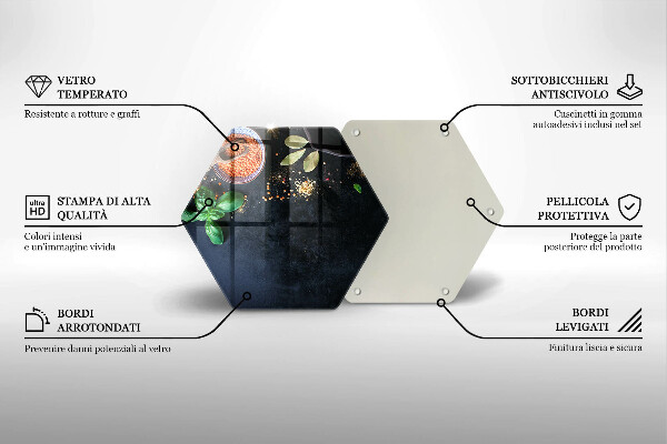 Tábua de vidro Tigelas de especiarias