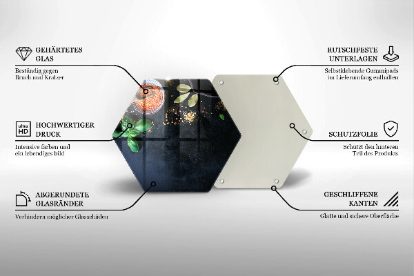 Tábua de vidro Tigelas de especiarias