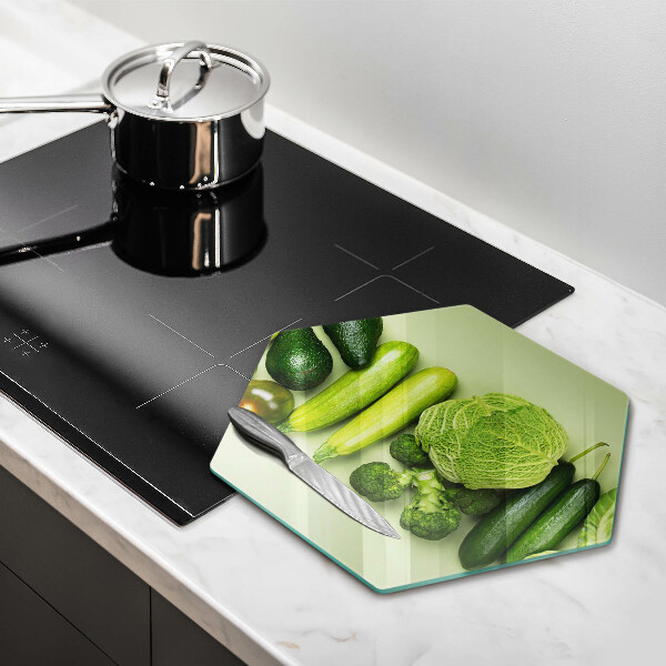 Tábua de cortar alimentos Frutas e vegetais verdes