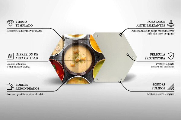 Tábua de cortar de vidro Sopas coloridas