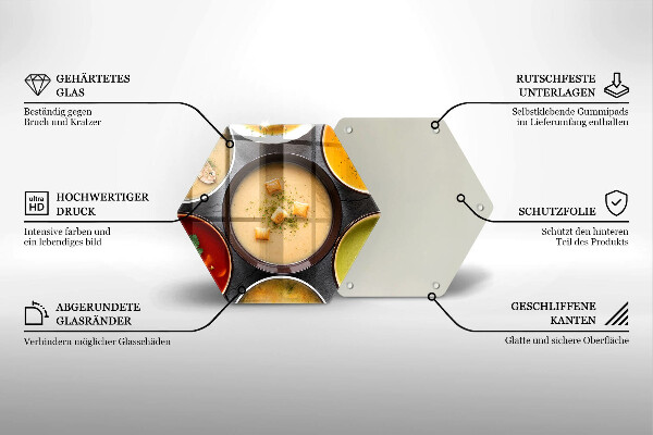 Tábua de cortar de vidro Sopas coloridas