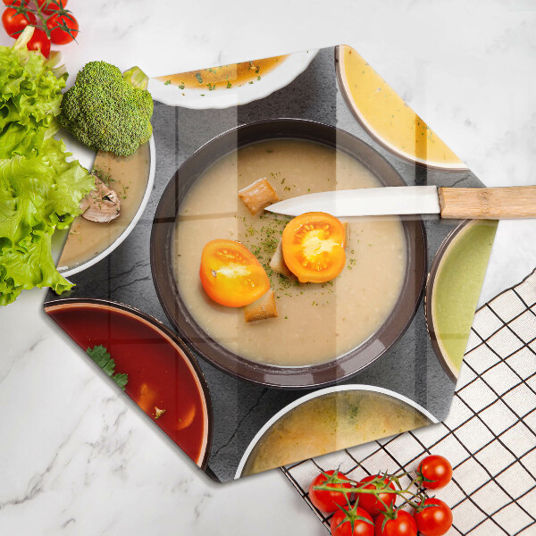 Tábua de cortar de vidro Sopas coloridas