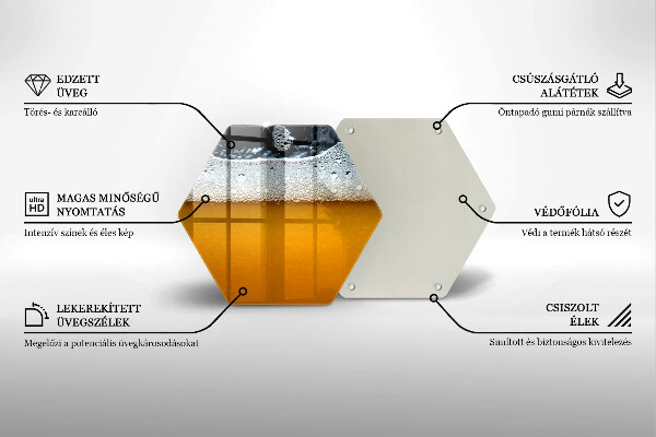 Tábua de corte de vidro Beber espuma de cerveja