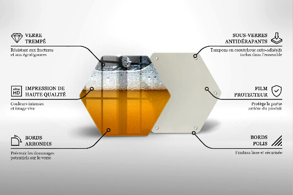 Tábua de corte de vidro Beber espuma de cerveja
