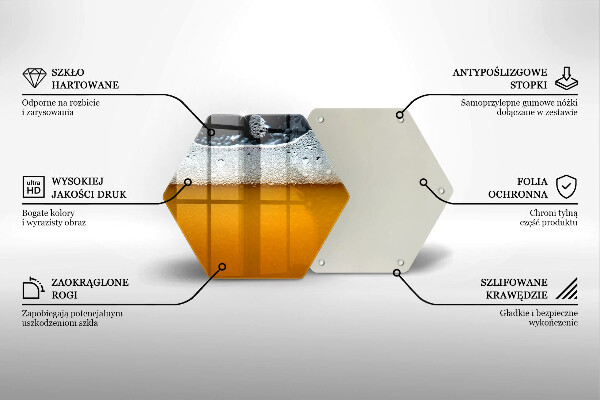 Tábua de corte de vidro Beber espuma de cerveja