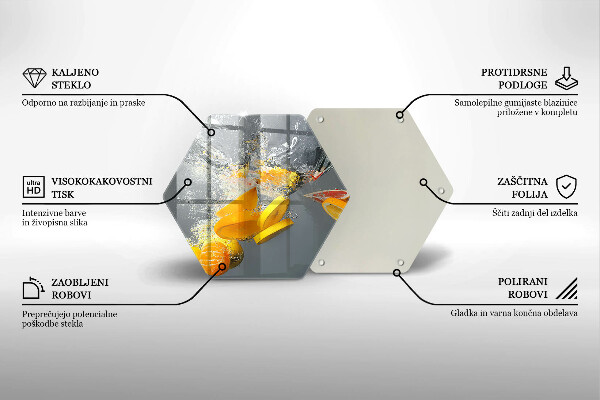 Tábua de cortar de vidro Limões em água