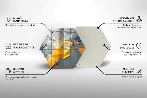 Tábua de cortar de vidro Limões em água