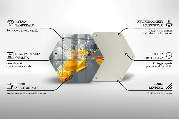 Tábua de cortar de vidro Limões em água