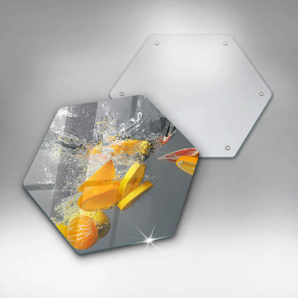 Tábua de cortar de vidro Limões em água