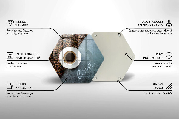 Tábua de vidro Grãos de café e uma xícara