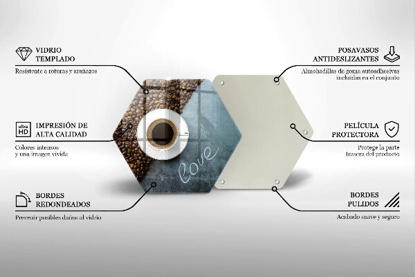 Tábua de vidro Grãos de café e uma xícara