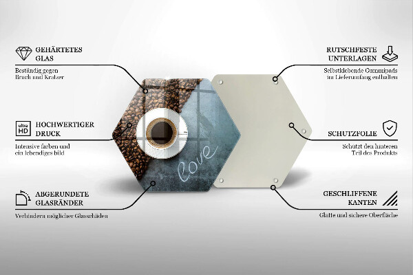 Tábua de vidro Grãos de café e uma xícara