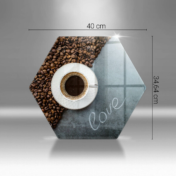 Tábua de vidro Grãos de café e uma xícara