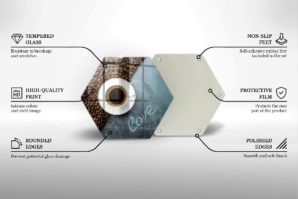 Tábua de vidro Grãos de café e uma xícara