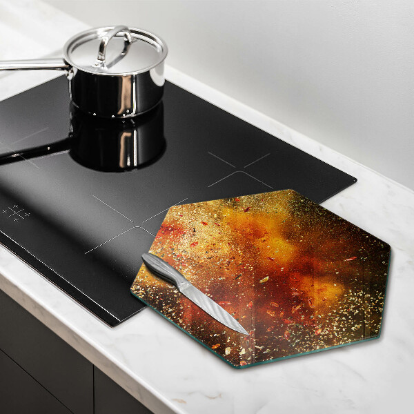 Tábua de cortar de vidro Especiarias coloridas