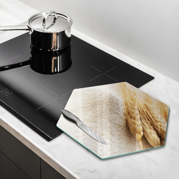 Tábua de cortar Farinha e espigas de grãos