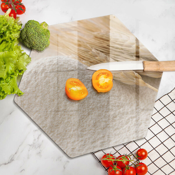 Tábua de cortar Farinha e espigas de grãos