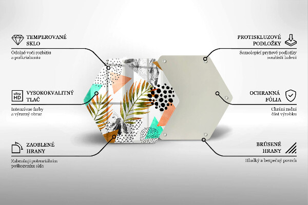 Tábua de corte de vidro Padrão de folha Boho