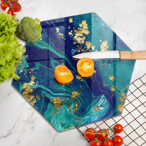 Tábua de cortar alimentos Abstração com ouro