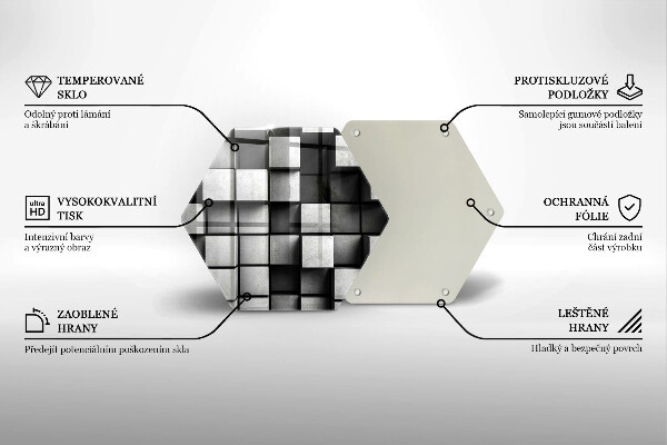 Tábua de corte de vidro Quadrados 3D abstratos