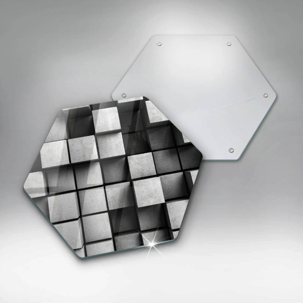 Tábua de corte de vidro Quadrados 3D abstratos