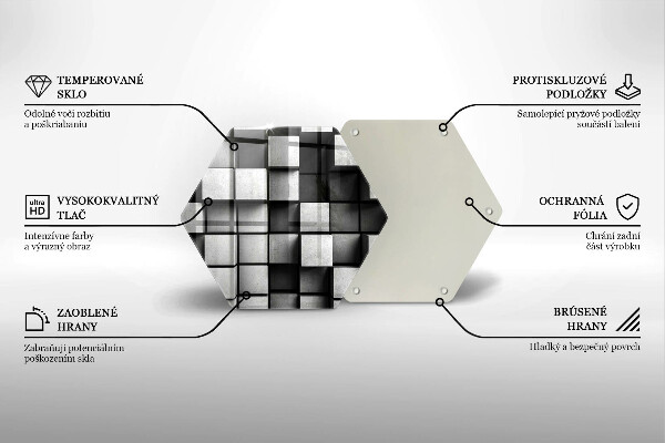 Tábua de corte de vidro Quadrados 3D abstratos