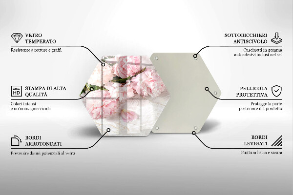 Tábua de vidro Flores delicadas de rosas