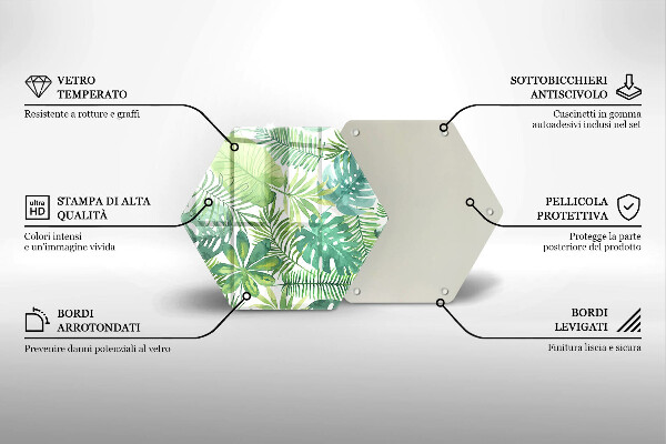 Tábua de vidro Folhas boho em aquarela