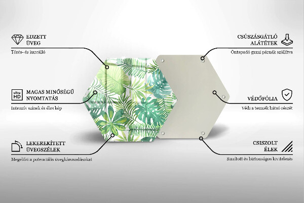 Tábua de vidro Folhas boho em aquarela