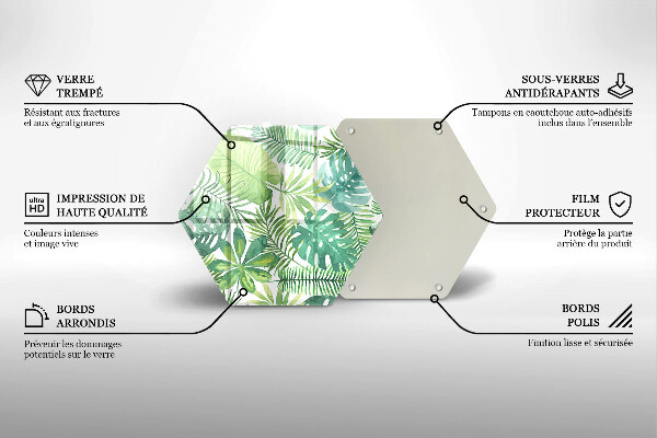 Tábua de vidro Folhas boho em aquarela