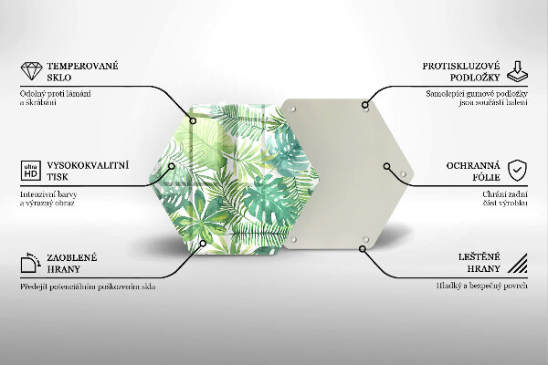 Tábua de vidro Folhas boho em aquarela