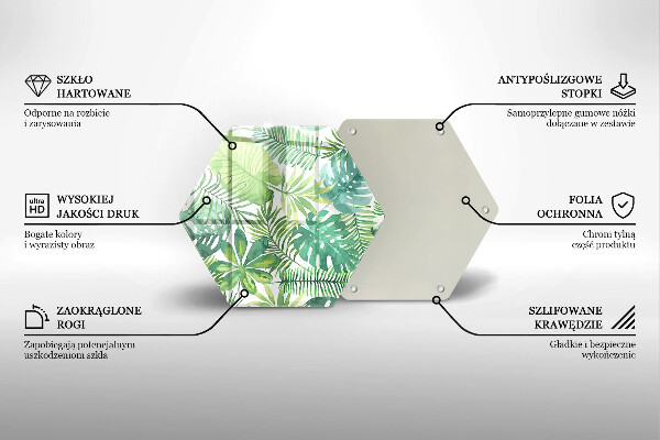 Tábua de vidro Folhas boho em aquarela