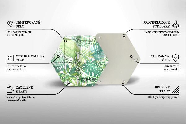 Tábua de vidro Folhas boho em aquarela