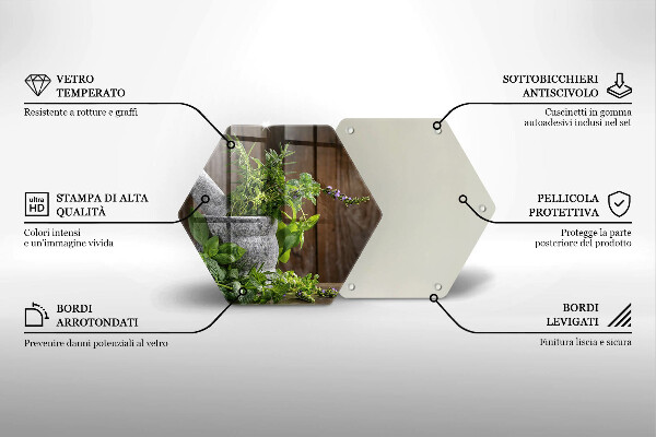 Tábua de cortar de vidro Plantas, ervas e madeira