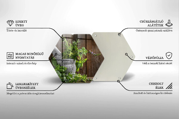 Tábua de cortar de vidro Plantas, ervas e madeira