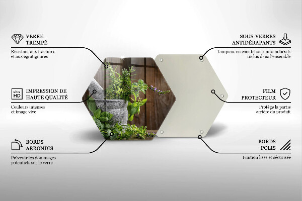 Tábua de cortar de vidro Plantas, ervas e madeira