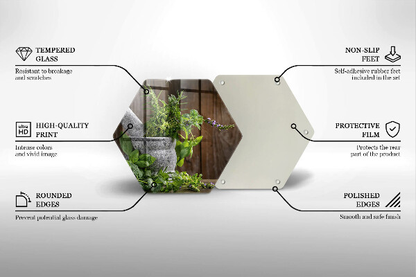 Tábua de cortar de vidro Plantas, ervas e madeira