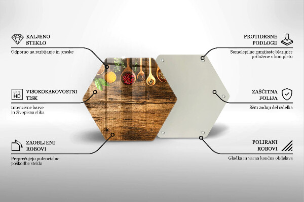 Tábua de vidro Colheres de madeira para especiarias