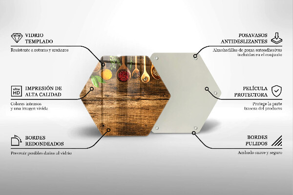 Tábua de vidro Colheres de madeira para especiarias
