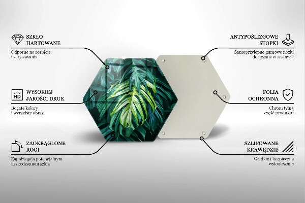 Tábua de vidro Folhas de monstera selvagem