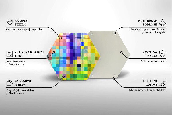Tábua corte Quadrados de pixels coloridos