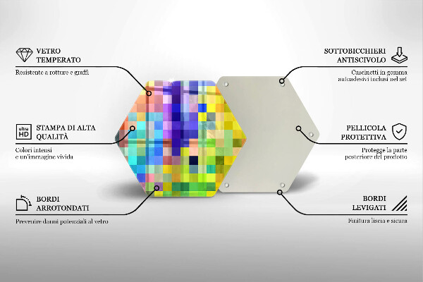 Tábua corte Quadrados de pixels coloridos