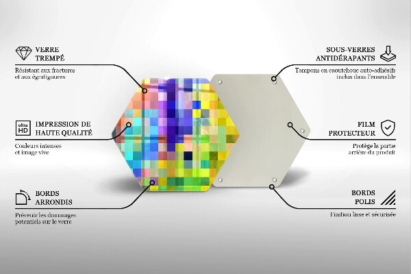 Tábua corte Quadrados de pixels coloridos