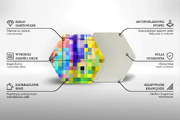 Tábua corte Quadrados de pixels coloridos