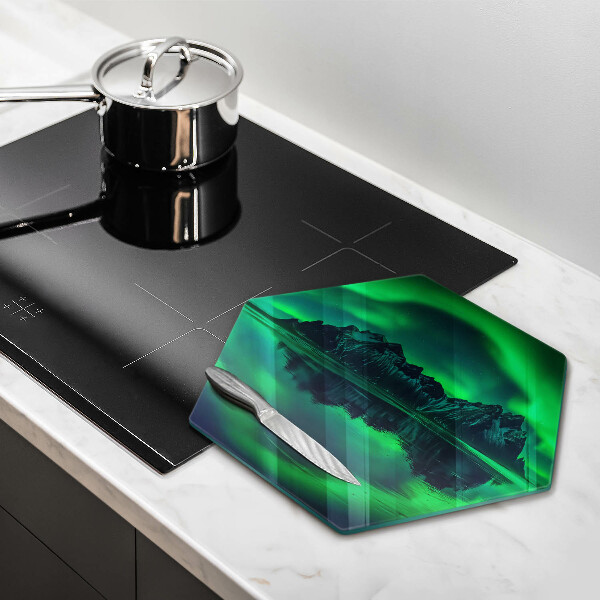 Tábua de vidro Paisagem da aurora boreal