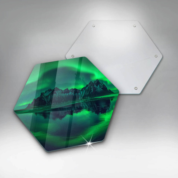 Tábua de vidro Paisagem da aurora boreal