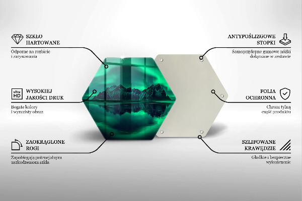 Tábua de vidro Paisagem da aurora boreal